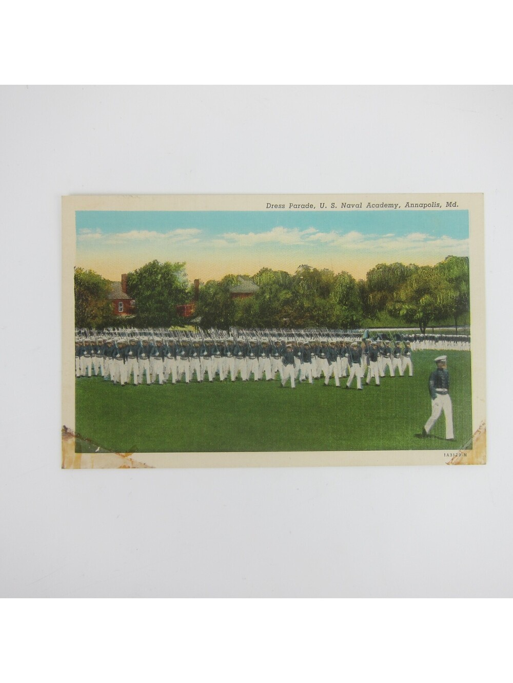 Vintage Linen Postcard Military Dress Parade US Naval Academy Annapolis Maryland